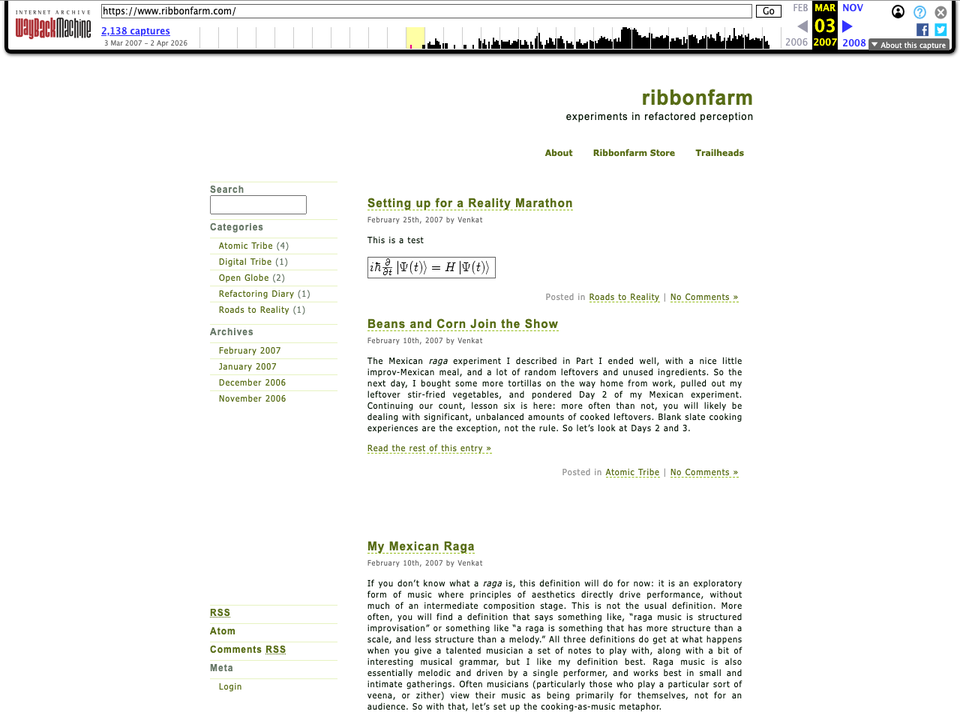 Ribbonfarm, March 2007